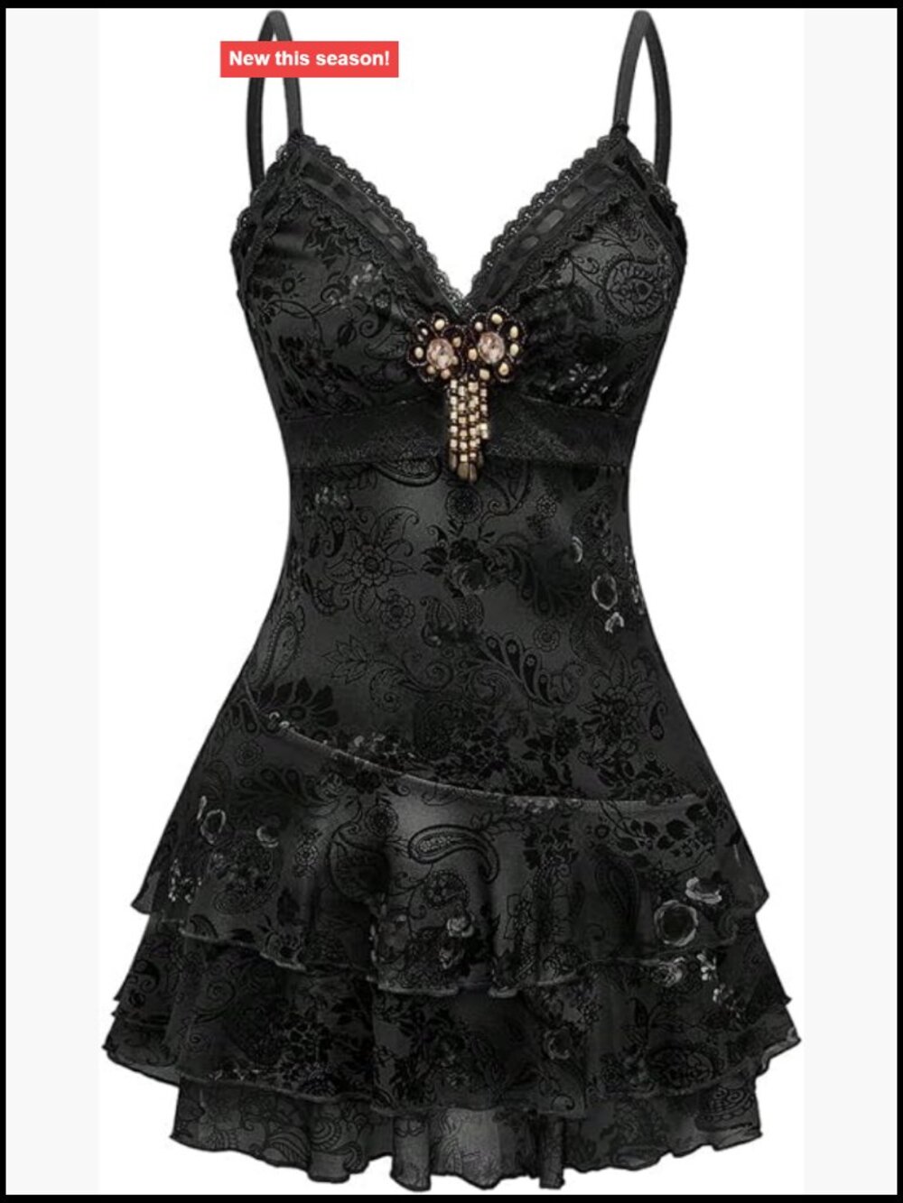 Gothic Vintage Boho Beaded Lace Paisley Mini Dress Y2K Bodycon